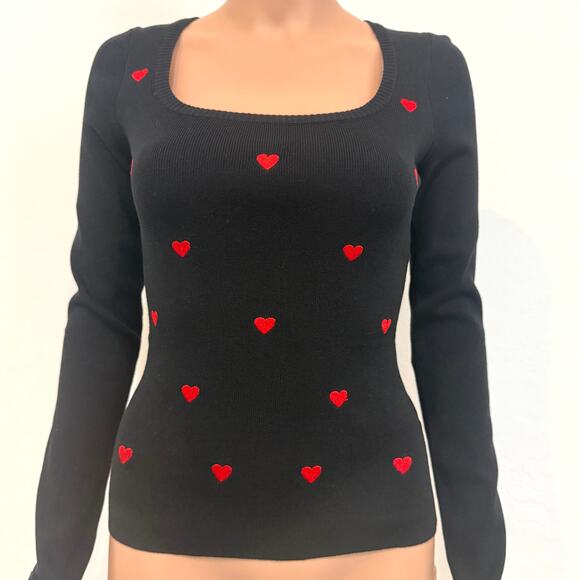 Timing juniors large embroidered red heart knit top sweater SP 2748 - Picture 9 of 10